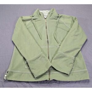 Ann Kline Sports Womens Full Zip Sweatshirt Olive/white Stripes Size